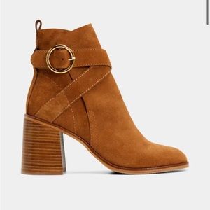 NEW See by Chloe "Lyna" Cognac suede ankle booties